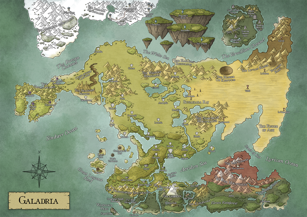 Colored world map for D&D homebrew world