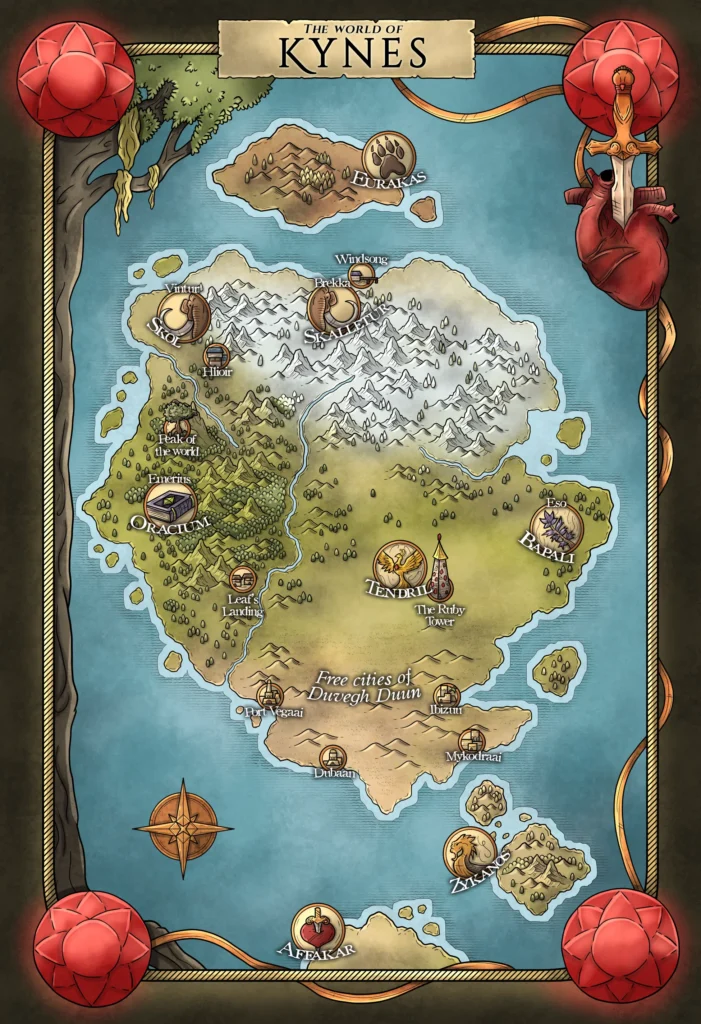 Colored fantasy map for fantasy novel