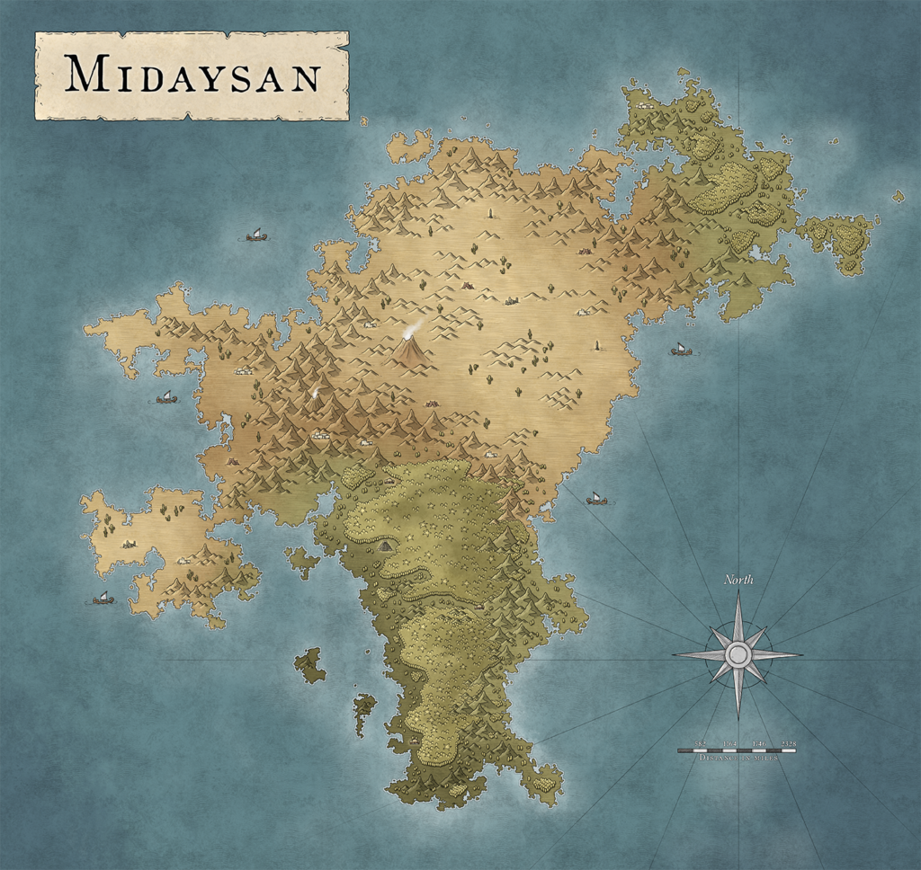 Colored regional map