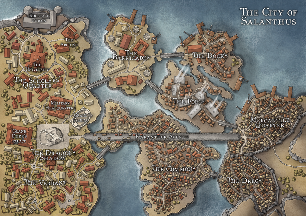 City map for fantasy adventure