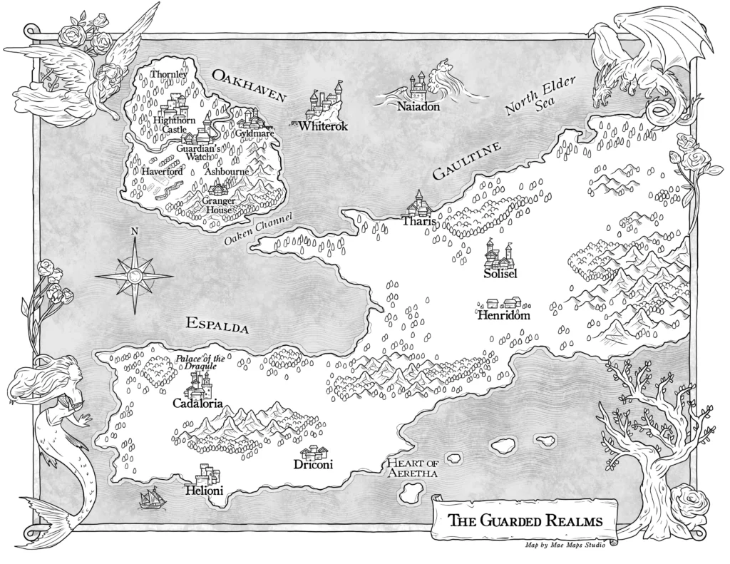 Black and white map for fantasy novel