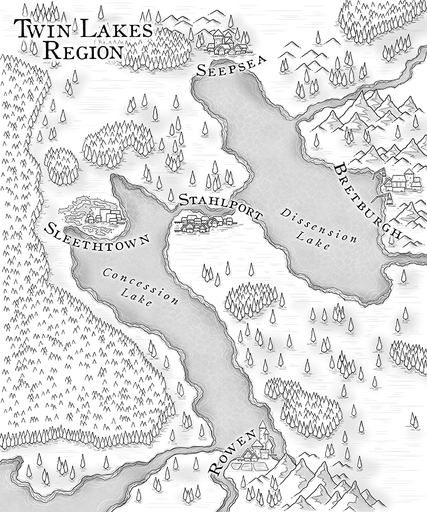 Black and white map for fantasy novel